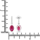 1.75 Carat Genuine Ruby and White Diamond 10K White Gold Earrings-3