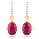 1.75 Carat Genuine Ruby and White Diamond 10K Yellow Gold Earrings-1