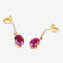 1.75 Carat Genuine Ruby and White Diamond 10K Yellow Gold Earrings-7