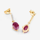 1.75 Carat Genuine Ruby and White Diamond 10K Yellow Gold Earrings-8