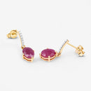 1.75 Carat Genuine Ruby and White Diamond 10K Yellow Gold Earrings-9