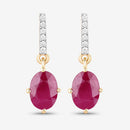 1.75 Carat Genuine Ruby and White Diamond 10K Yellow Gold Earrings-10