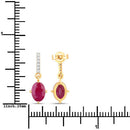 1.75 Carat Genuine Ruby and White Diamond 10K Yellow Gold Earrings-3