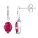 1.75 Carat Genuine Ruby and White Diamond 14K White Gold Earrings-2
