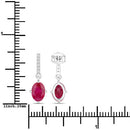 1.75 Carat Genuine Ruby and White Diamond 14K White Gold Earrings-3