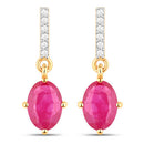 1.75 Carat Genuine Ruby and White Diamond 14K Yellow Gold Earrings-1