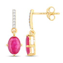 1.75 Carat Genuine Ruby and White Diamond 14K Yellow Gold Earrings-2