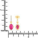 1.75 Carat Genuine Ruby and White Diamond 14K Yellow Gold Earrings-3