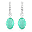 1.49 Carat Genuine Zambian Emerald and White Diamond 10K White Gold Earrings-1