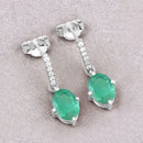 1.49 Carat Genuine Zambian Emerald and White Diamond 10K White Gold Earrings-4