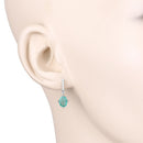 1.49 Carat Genuine Zambian Emerald and White Diamond 10K White Gold Earrings-5