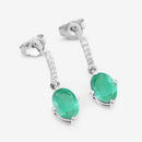 1.49 Carat Genuine Zambian Emerald and White Diamond 10K White Gold Earrings-6