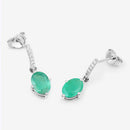 1.49 Carat Genuine Zambian Emerald and White Diamond 10K White Gold Earrings-7