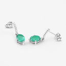 1.49 Carat Genuine Zambian Emerald and White Diamond 10K White Gold Earrings-8