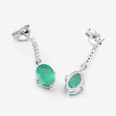 1.49 Carat Genuine Zambian Emerald and White Diamond 10K White Gold Earrings-9