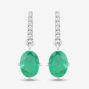 1.49 Carat Genuine Zambian Emerald and White Diamond 10K White Gold Earrings-10