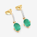 1.49 Carat Genuine Zambian Emerald and White Diamond 10K Yellow Gold Earrings-6