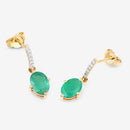 1.49 Carat Genuine Zambian Emerald and White Diamond 10K Yellow Gold Earrings-7