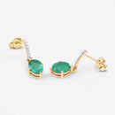 1.49 Carat Genuine Zambian Emerald and White Diamond 10K Yellow Gold Earrings-8