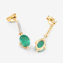 1.49 Carat Genuine Zambian Emerald and White Diamond 10K Yellow Gold Earrings-9