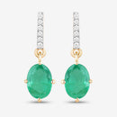 1.49 Carat Genuine Zambian Emerald and White Diamond 10K Yellow Gold Earrings-10