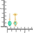 1.49 Carat Genuine Zambian Emerald and White Diamond 10K Yellow Gold Earrings-3