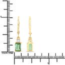 1.28 Carat Genuine Green Tourmaline and White Diamond 14K Yellow Gold Earrings-7