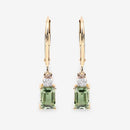 1.28 Carat Genuine Green Tourmaline and White Diamond 14K Yellow Gold Earrings-11