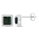 1.55 Carat Genuine Green Tourmaline and White Diamond 14K White Gold Earrings-6
