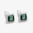 1.55 Carat Genuine Green Tourmaline and White Diamond 14K White Gold Earrings-11