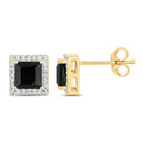 1.55 Carat Genuine Green Tourmaline and White Diamond 14K Yellow Gold Earrings-6