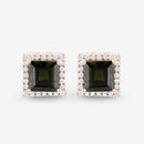1.55 Carat Genuine Green Tourmaline and White Diamond 14K Yellow Gold Earrings-9