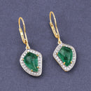 6.40 Carat Genuine Colombian Emerald and White Diamond 14K Yellow Gold Earrings-6