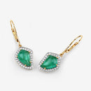 6.40 Carat Genuine Colombian Emerald and White Diamond 14K Yellow Gold Earrings-7