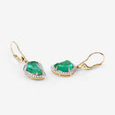 6.40 Carat Genuine Colombian Emerald and White Diamond 14K Yellow Gold Earrings-8