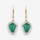 6.40 Carat Genuine Colombian Emerald and White Diamond 14K Yellow Gold Earrings-9