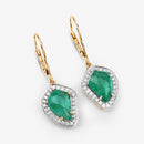 6.40 Carat Genuine Colombian Emerald and White Diamond 14K Yellow Gold Earrings-10