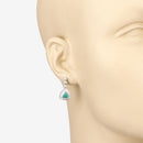 1.39 Carat Genuine Zambian Emerald and White Diamond 14K White Gold Earrings-6