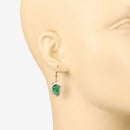 7.56 Carat Genuine Colombian Emerald and White Diamond 14K Yellow Gold Earrings-6