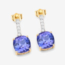5.64 Carat Genuine Tanzanite and White Diamond 14K Yellow Gold Earrings-8