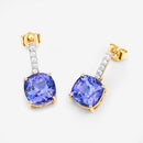 5.64 Carat Genuine Tanzanite and White Diamond 14K Yellow Gold Earrings-9