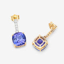5.64 Carat Genuine Tanzanite and White Diamond 14K Yellow Gold Earrings-10
