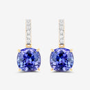 5.64 Carat Genuine Tanzanite and White Diamond 14K Yellow Gold Earrings-11