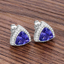 4.62 Carat Genuine Tanzanite and White Diamond 14K White Gold Earrings-6