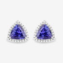 4.62 Carat Genuine Tanzanite and White Diamond 14K White Gold Earrings-9