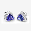 4.62 Carat Genuine Tanzanite and White Diamond 14K White Gold Earrings-10