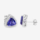 4.62 Carat Genuine Tanzanite and White Diamond 14K White Gold Earrings-11