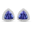 3.82 Carat Genuine Tanzanite and White Diamond 14K White Gold Earrings-5