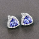 3.82 Carat Genuine Tanzanite and White Diamond 14K White Gold Earrings-6