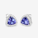 3.82 Carat Genuine Tanzanite and White Diamond 14K White Gold Earrings-7